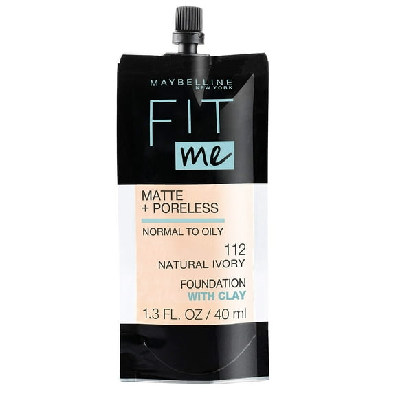 Maybelline Fit Me Matte + Poreless Foundation, Natural Ivory 112, 1 fl oz