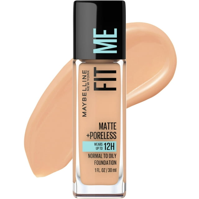 Maybelline Fit Me Matte + Poreless Liquid Foundation Makeup, 130 Buff Beige, 1 fl oz