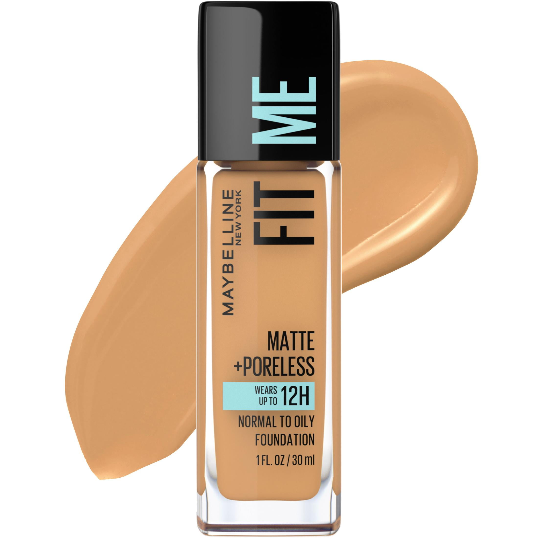 Maybelline Fit Me Matte + Poreless Liquid Foundation Makeup, 332 Golden Caramel, 1 fl oz
