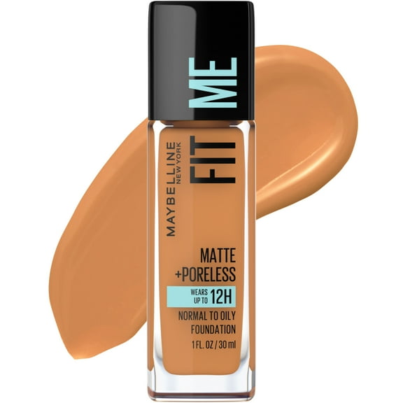 Maybelline Fit Me Matte   Poreless Liquid Foundation Makeup, 334 Warm Sun, 1 fl oz
