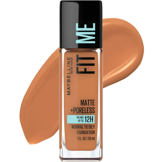 Maybelline Fit Me Matte + Poreless Liquid Foundation Makeup, 338 Spicy Brown, 1 fl oz