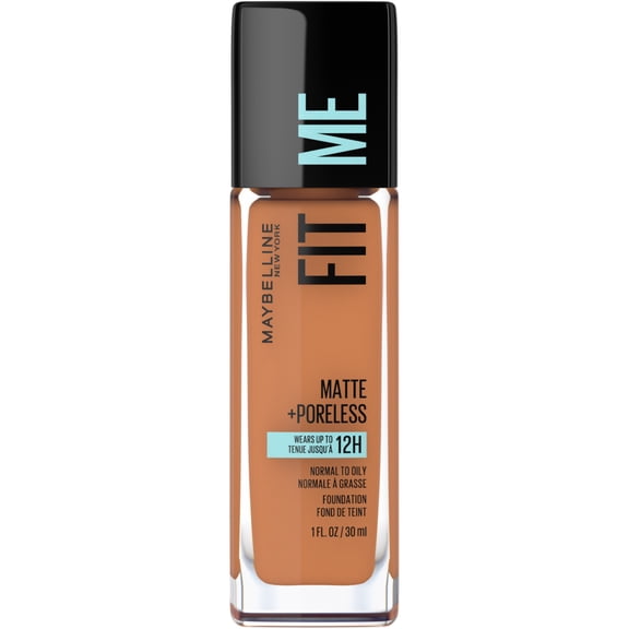 Maybelline Fit Me Matte + Poreless Liquid Foundation Makeup, 338 Spicy Brown, 1 fl oz