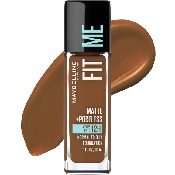 Maybelline Fit Me Matte   Poreless Liquid Foundation Makeup, 370 Deep Bronze, 1 fl oz