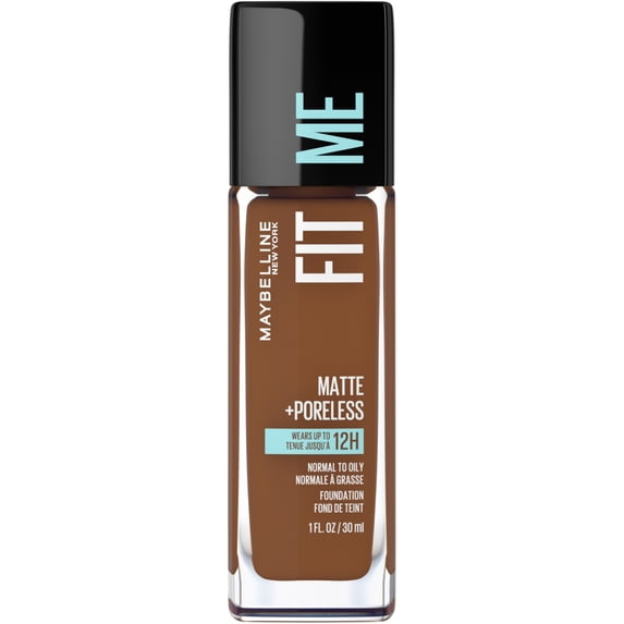 Maybelline Fit Me Matte + Poreless Liquid Foundation Makeup, 370 Deep Bronze, 1 fl oz