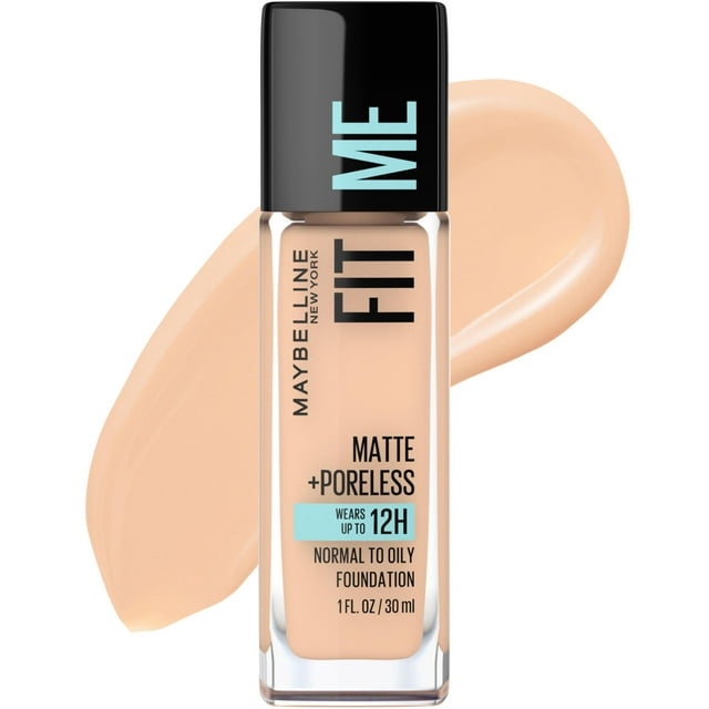 Maybelline Fit Me Matte + Poreless Liquid Foundation Makeup, Soft Sand, 1 fl oz