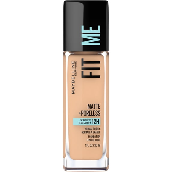 Maybelline Fit Me Matte + Poreless Liquid Foundation Makeup, True Beige, 1 fl oz