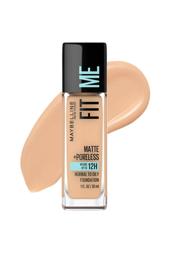 Fit Me Matte + Poreless Liquid Foundation Makeup, True Beige, 1 fl oz