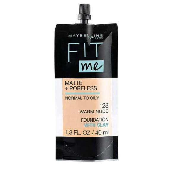 Maybelline Fit Me Matte + Poreless Normal to Oily Liquid Foundation with Clay, 128 Warm Nude