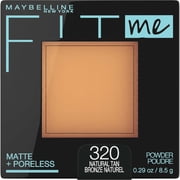 Maybelline Fit Me Matte Poreless Pressed Face Powder Makeup, Natural Tan, 0.29 oz