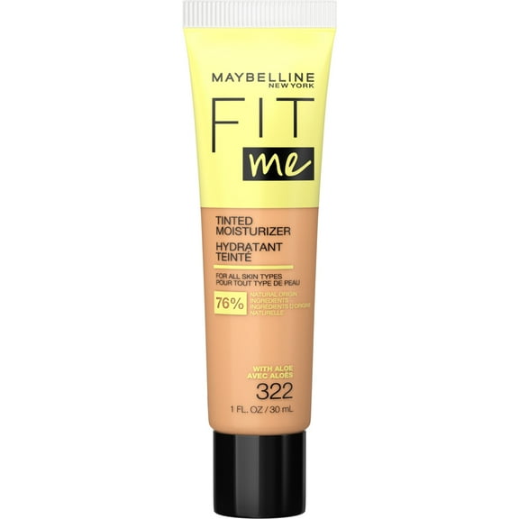 Maybelline Fit Me Tinted Moisturizer, Natural Coverage, Face Makeup, 322, 1 oz.