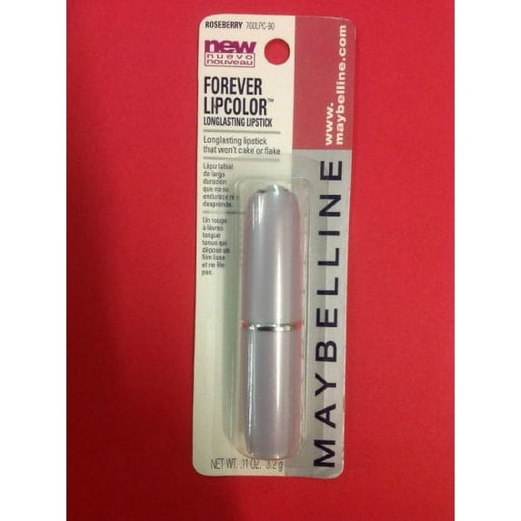 Maybelline Forever Lipcolor Longlasting Lipstick, Roseberry 700LPC-90, 0.11 Oz