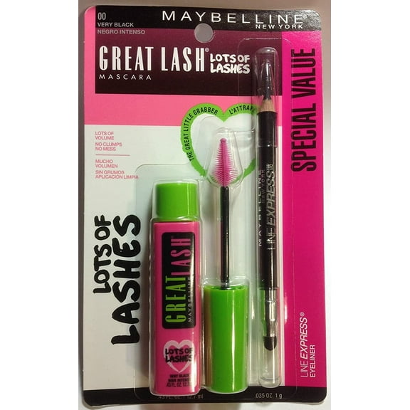 Maybelline Great Lash Lots of Lashes Mascara Very Black Line Express Ebony Black