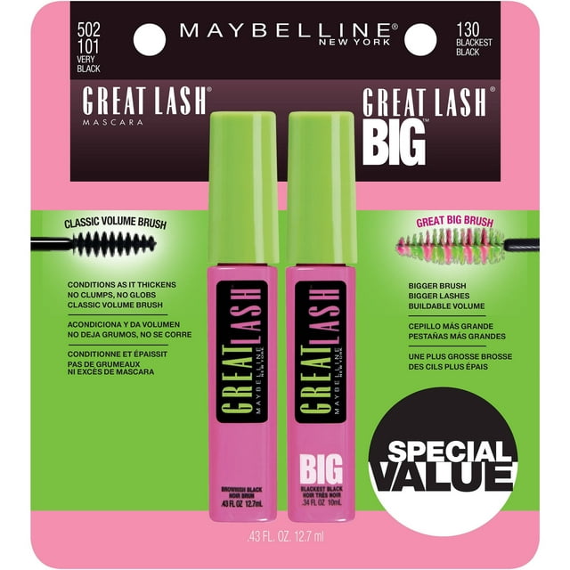 Maybelline Great Lash and Great Lash Big Mascara Set, 2 Piece