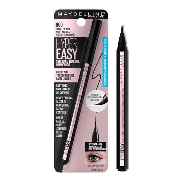 Maybelline Hyper Easy Liquid Eyeliner, Eye Makeup, Pitch Black, 0.02 fl oz