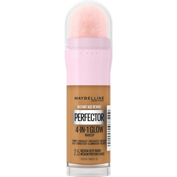 Maybelline Instant Age Rewind Instant Perfector Glow Makeup, Medium Deep Warm, 0.68 fl oz