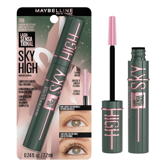 Maybelline Lash Sensational Sky High Washable Mascara Makeup, Green Altitude, 0.24 fl oz