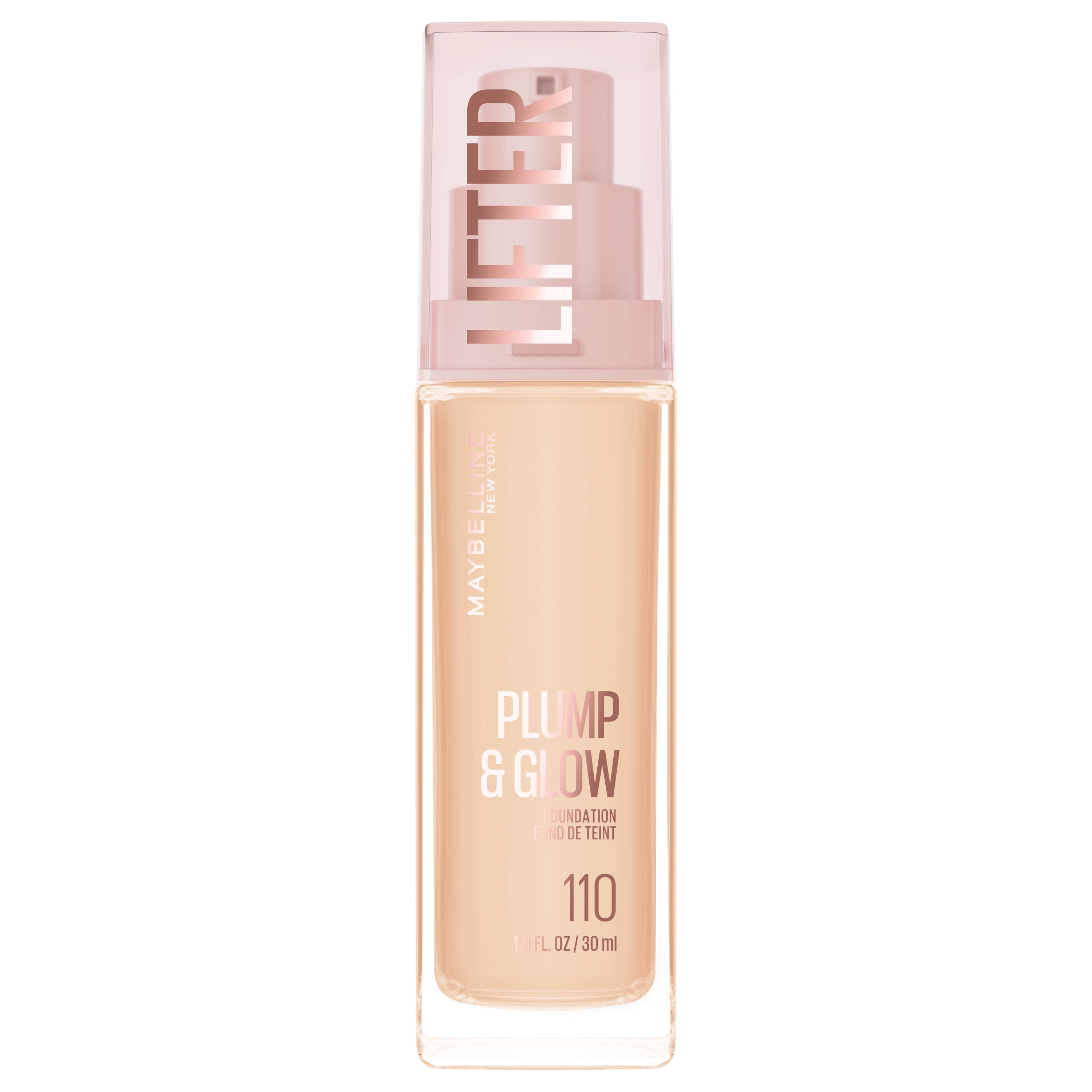 Maybelline Lifter Plump & Glow Foundation, Hyaluronic Acid, 110 Warm, 1 Piece