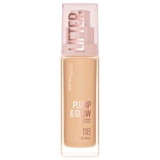 Maybelline Lifter Plump & Glow Foundation, Hyaluronic Acid, 118 Warm, 1 Piece