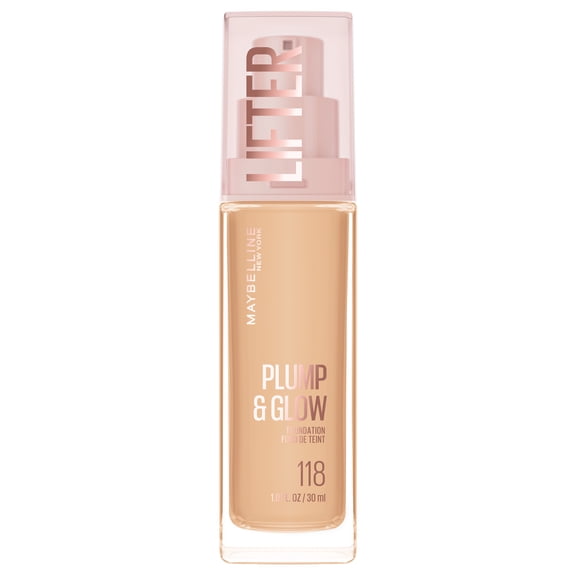 Maybelline Lifter Plump & Glow Foundation, Hyaluronic Acid, 118 Warm, 1 Piece