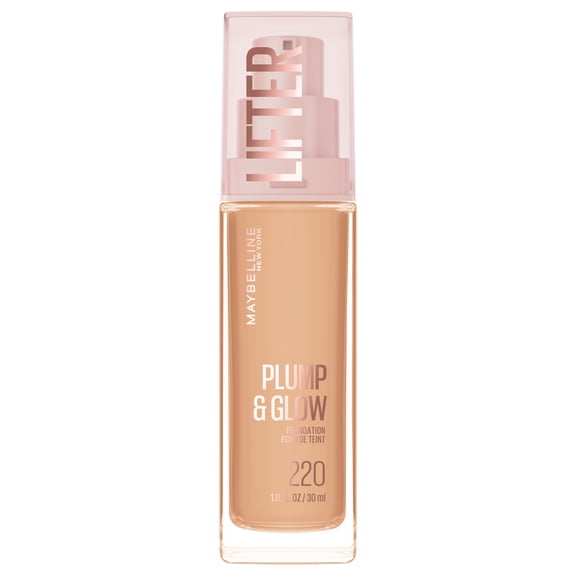 Maybelline Lifter Plump & Glow Foundation, Hyaluronic Acid, 220 Warm, 1 Piece