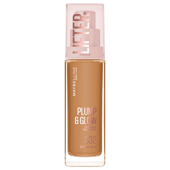 Maybelline Lifter Plump & Glow Foundation, Hyaluronic Acid, 332 Warm, 1 Piece