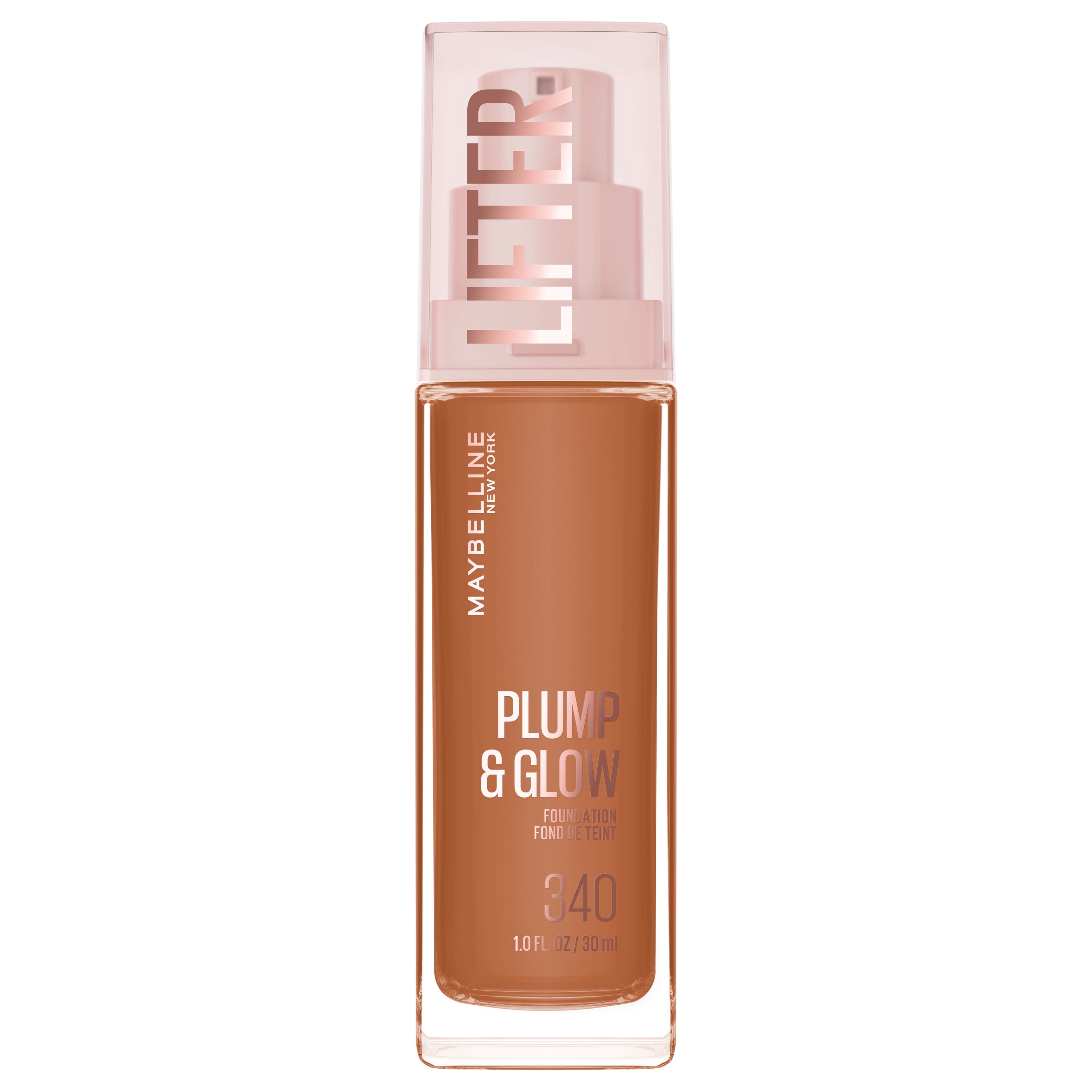 Maybelline Lifter Plump & Glow Foundation, Hyaluronic Acid, 340 Warm, 1 Piece