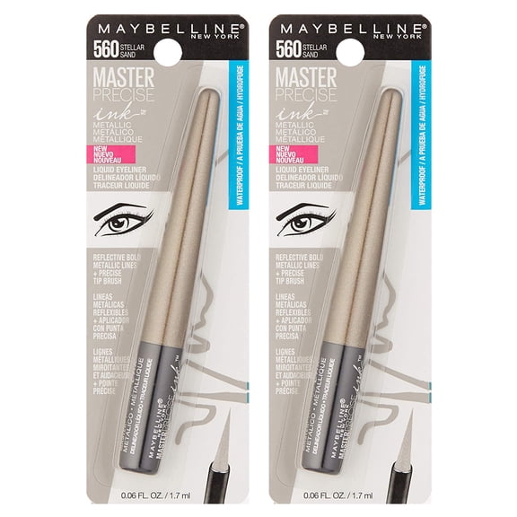 Maybelline Master Precise Ink Metallic Liquid Eyeliner #560 Stellar Sand (Pack of 2)