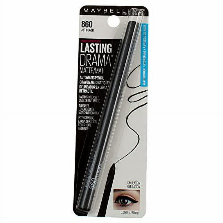 Maybelline New York Pencil, 2 Count Black, Lasting Eyeliner Gel Drama Eyeliner, Matte Waterproof Jet