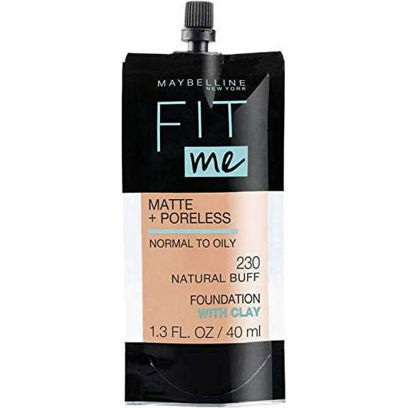 Maybelline New York Fit Me Matte + Poreless Liquid Foundation, Pouch Format, 230 Natural Buff, 1.3 Ounce