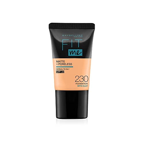 Maybelline New York Fit Me Matte+Poreless Liquid Foundation Tube, 230 Natural Buff, 18ml