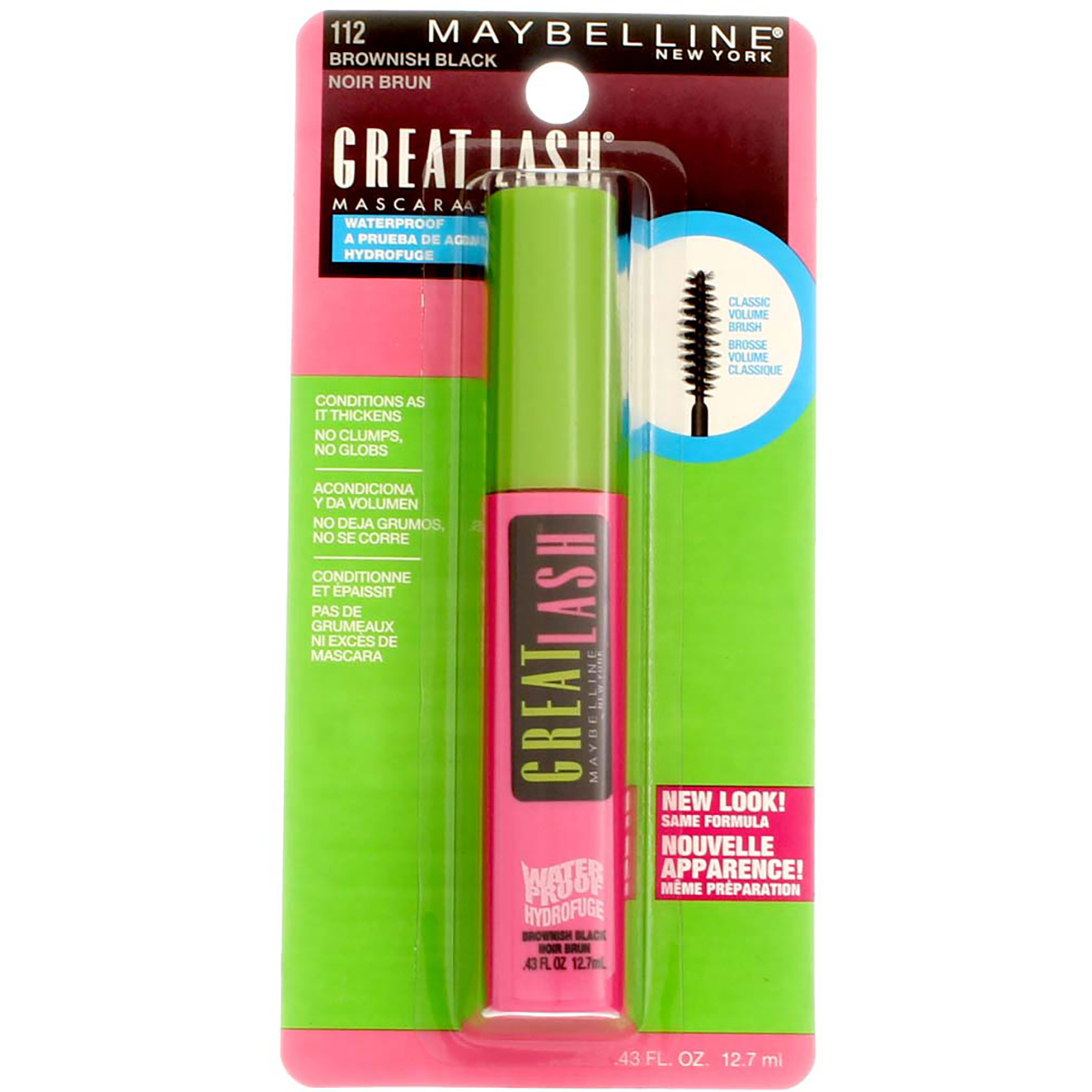 Maybelline New York Great Lash Washable Waterproof Mascara, Brownish ...