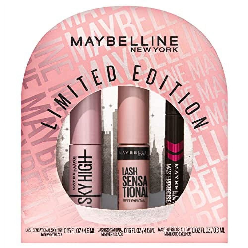 Maybelline New York Holiday Limited Edition Eye Makeup Gift Set, Sky High  Mascara, Lash Sensational Mascara and Master Precise Liquid Eyeliner  Minatures, 1 Kit, Black
