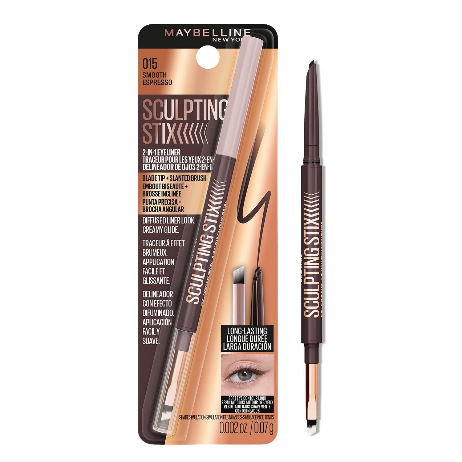 Maybelline Sculpting Stix 2-in-1 Eyeliner, Smooth Espresso, 0.002 oz