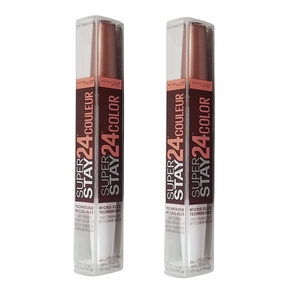 Pack of 2 Maybelline New York SuperStay 24 2-Step Liquid Lipstick, Coffee Edition, Hushed Hazelnut # 330