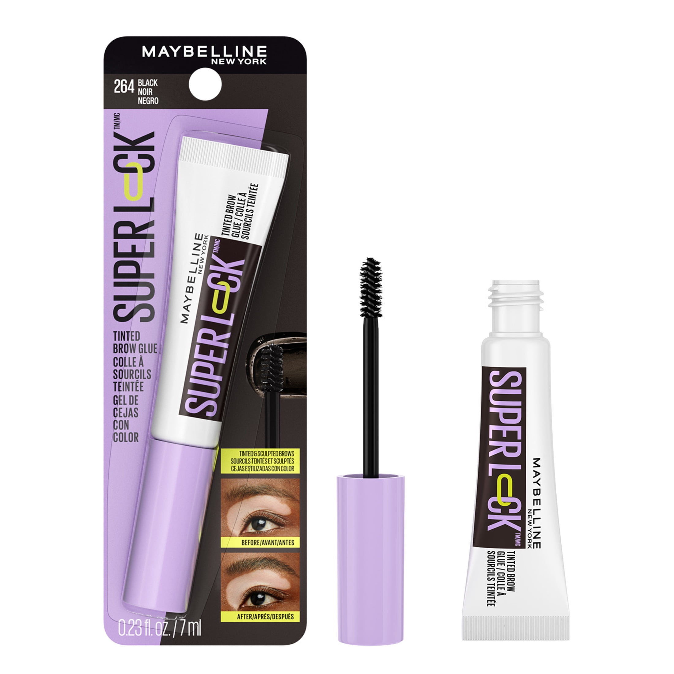 Maybelline Super Lock Brow Glue, Tinted Eyebrow Gel, Medium Brown