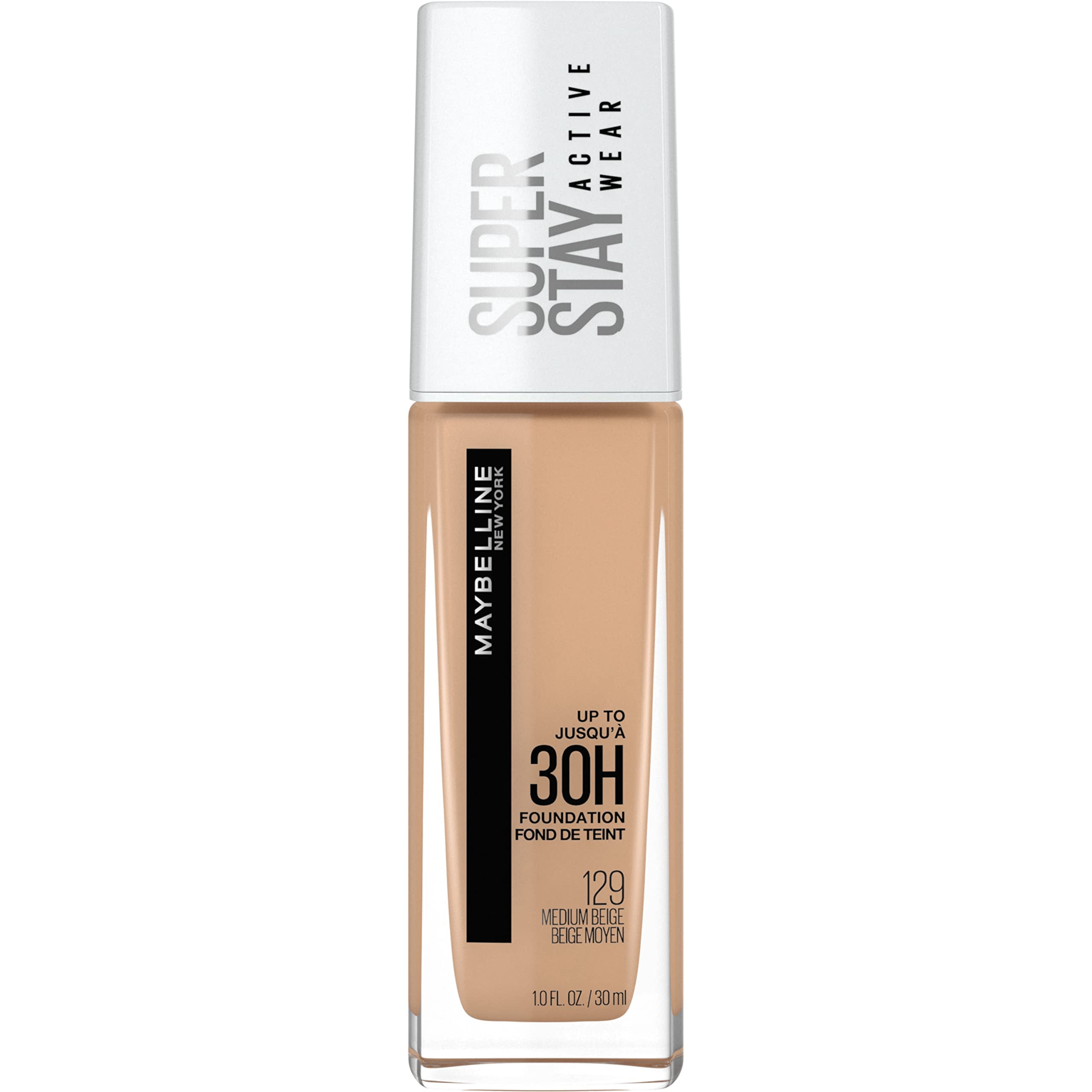Maybelline Super Stay Full Coverage Liquid Foundation-Ultimate Active Wear Makeup for 30-Hour Endurance, Unstoppable Transfer \u0026 Sweat Resistance,Luxurious Matte Finish - Medium Beige Shade, 1 Count