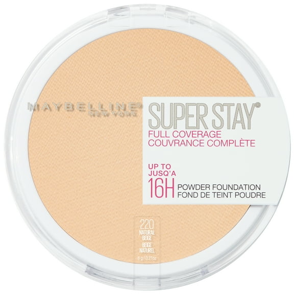 Maybelline Super Stay Full Coverage Powder Foundation Makeup, Matte Finish, Natural Beige, 0.21 fl. oz.