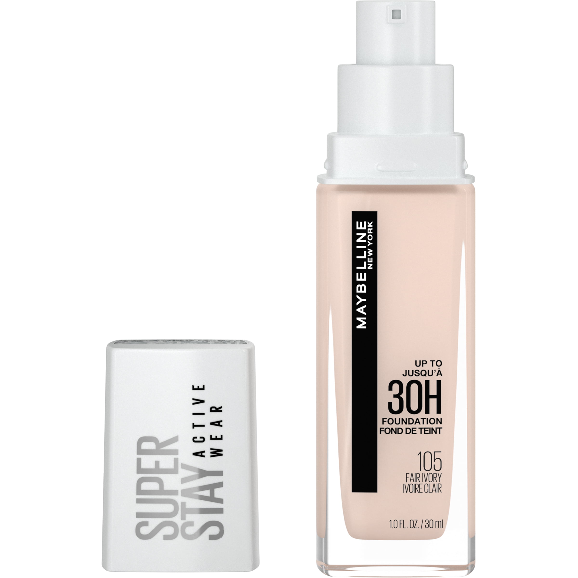 Maybelline Super Stay Liquid Foundation Makeup, Full Coverage, 105 Fair Ivory, 1 fl oz - image 1 of 10