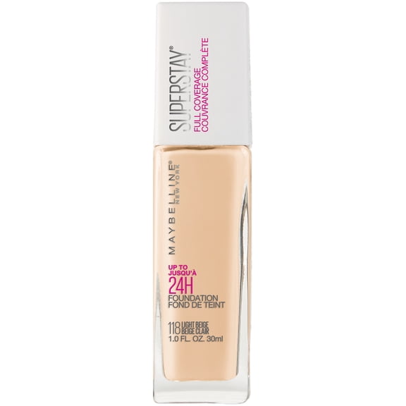 Maybelline Super Stay Full Coverage Liquid Foundation Makeup, Light Beige, 1 fl. oz.