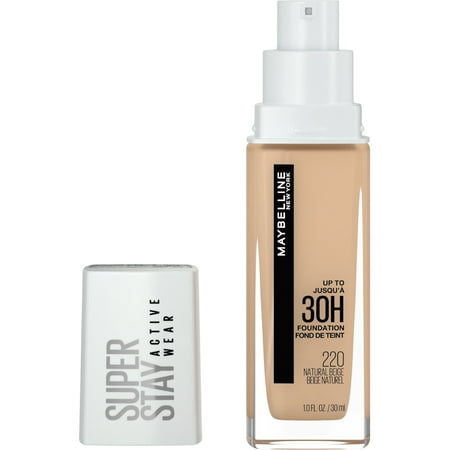 Maybelline Super Stay Liquid Foundation Makeup, Full Coverage, 220 Natural Beige, 1 fl oz