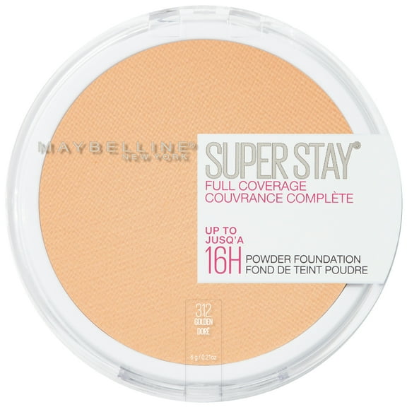 Maybelline Super Stay Powder Foundation Makeup, Full Coverage, 312 Golden, 0.21 oz