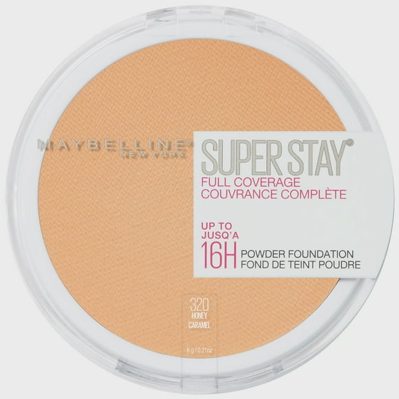 Maybelline Super Stay Powder Foundation Makeup, Full Coverage, 320 Honey, 0.21 oz