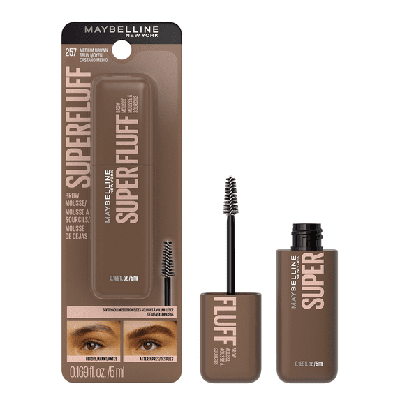Maybelline Superfluff Volumizing Eyebrow Gel Mousse, Medium Brown, 0.17 fl oz