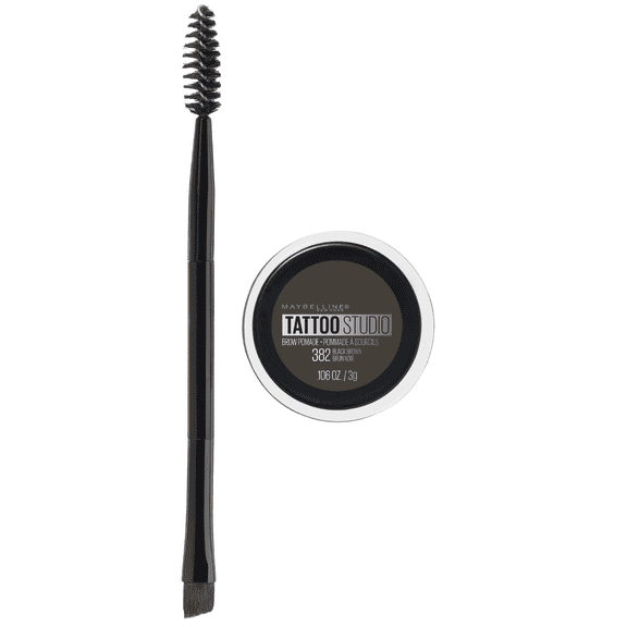 Maybelline Tattoo Studio Brow Pomade Long Lasting, Buildable, Eyebrow Makeup, Black Brown, 0.11 oz