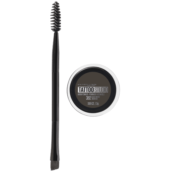Maybelline Tattoo Studio Brow Pomade Long Lasting, Buildable, Eyebrow Makeup, Black Brown, 0.11 oz