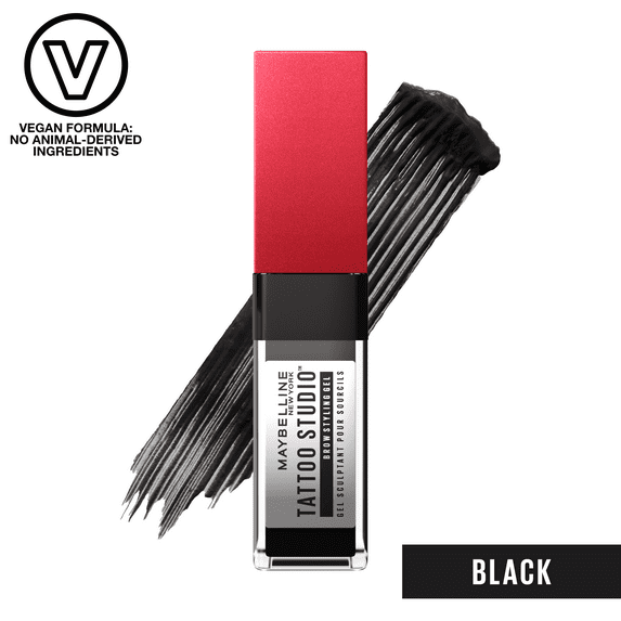 Maybelline Tattoo Studio Brow Styling Gel, Up to 36HR Wear, Black, 0.2 fl oz