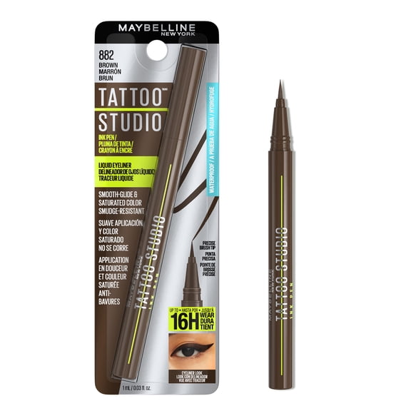 Maybelline Tattoo Studio Ink Pen Eyeliner, All Day Wear, Waterproof, Brown, 0.03 fl oz