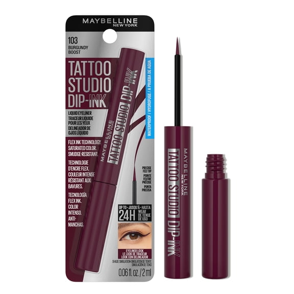 Maybelline Tattoo Studio Dip-Ink Liquid Eyeliner, Burgundy Boost, 0.06 fl oz