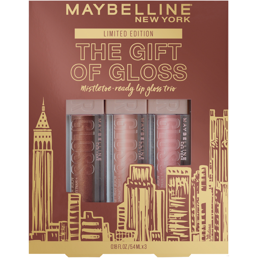 Maybelline The Gift Of Gloss Hydrating High Shine Lip Gloss with Hyaluronic Acid, Multi-Color, 3 Piece - image 1 of 12