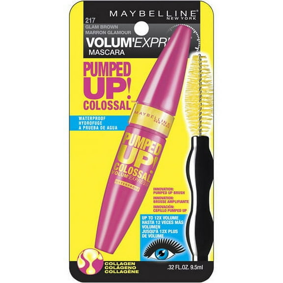 Maybelline Volum Express Pumped Up Waterproof Mascara, Dark Brown